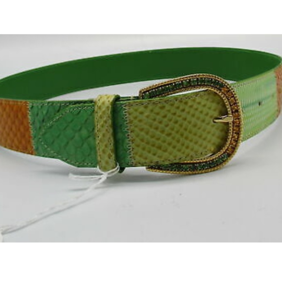 Nanni green and orange patterned belt
